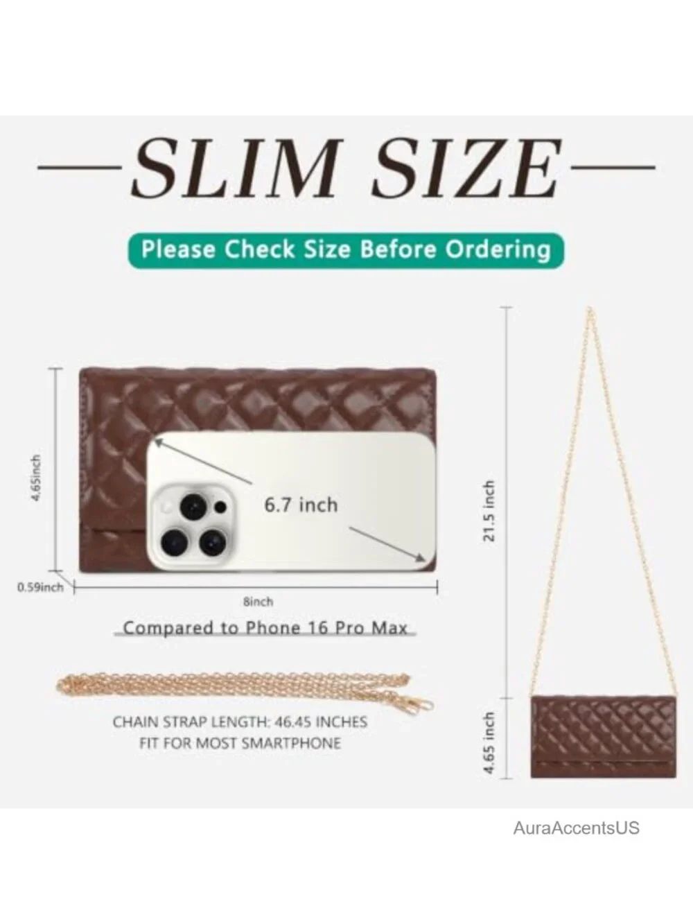 Small Crossbody Bag with Removable Chain, Mini Clutch, Card Slots